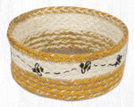 Earth Rugs Beehive Round Printed Casserole Basket – Braided Jute 8"x3" Rustic Bee & Floral Serving & Storage Bowl