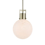 Uttermost 21609 Huch 1 Light White Spotted Glass Pendant with Architectural Brass Accents and Adjustable Rods