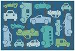 Carpets for Kids All Autos Value Classroom Rug, Rectangle, Blue