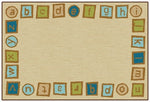 Carpets for Kids Alphabet Blocks Nature Colors Border Learning Rug, 3' x 4' 6" Rectangle