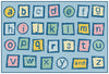 Carpets for Kids Alphabet Blocks Tranquil Colors Value Learning Rug, Rectangle, Light Blue