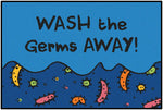 Carpets for Kids KIDsValue Wash Away the Germs Classroom Rug, 3' x 4' 6" Rectangle, Blue