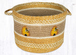 Earth Rugs Bee-Themed Storage Basket – Oval Jute Bin with Suzanne Pienta Beehive Art