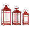 Melrose Traditional Red Metal Lantern (Set of 3)