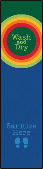 Carpets for Kids Rainbow Dot Sanitize Here Classroom Runner Rug 3' x 12'