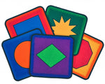 Carpets for Kids KIDsValue PLUS Simple Shapes Seating Classroom Rug 16" Squares Kit, Set of 12