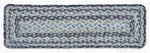 Earth Rugs Denim Blue Rectangle Braided Stair Tread – Handcrafted Jute, 27" x 8.25"