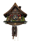 One Day Cuckoo Clock – 9.8 in – Cottage with Moving Bear, Hand-carved Trees & Mushrooms