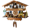 Musical Chalet Cuckoo Clock 11-Inch With Rotating Waterwheel, Biergarten Figures and Musical Movement by River City Clocks