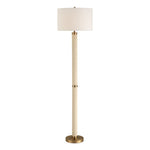 Uttermost Wessex White Floor Lamp – 65.75"H Faux Shagreen Base with Brass Accents & White Linen Shade