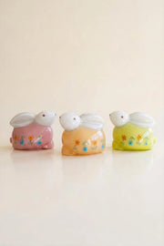 set of 3 glass bunnies