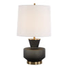 Uttermost 30519-1 Trentino Black Table Lamp with Frosted Glass Base and Antique Brass Accents