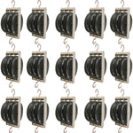 Triple Parallel Pulley 4"H Black Plastic with Metal Housing, Three 50mm Wheels, Hooks Top & Bottom Pack of 15 By GSC International Inc.
