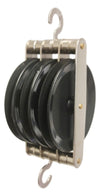 Triple Parallel Pulley with Black Plastic Wheels and Metal Housing – STEM Labs