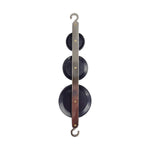 Triple Tandem Pulley 7.5"H Black Plastic and Metal Three Wheel Mechanical Physics Experiment Tool with Dual Hooks By GSC International Inc.