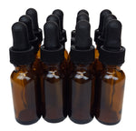 Dropping Bottle Set Amber Flint Glass Boston Round 3.6" H 0.5 oz with Dropper Pack of 12 – by GSC International Inc.