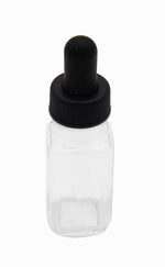 Dropper Bottle Clear Flint Glass French Square 5.5" H – 1/2 Ounce With Dropper Pack of 12 by GSC International Inc.
