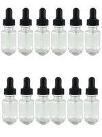 Dropper Bottle Clear Flint Glass French Square 1 Ounce With Dropper Pack of 12 by GSC International Inc.