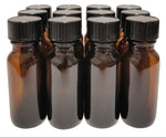 Laboratory Amber Glass Bottle With Cap 3.2" H 4 oz Boston Round Pack 12 by GSC International Inc.