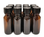 Amber Glass Boston Round Bottle 3.2" H 8 oz With Cap Pack 12 for Lab Storage by GSC International Inc.
