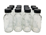 Clear Glass Boston Round Lab Bottle With Cap 3.2" H 1 oz Pack 12 by GSC International Inc.