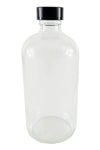 Flint Glass Storage Bottle – Clear Design – Height 3.75 – 16 oz with Plastic Cap Pack 12 by GSC International Inc.