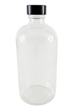 Storage Bottle – Clear Flint Glass 3.75" H, 16 oz Capacity with 28 400 Cap Pack 12 by GSC International Inc.