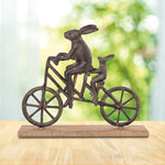Rabbit and Child on Bicycle Tabletop Decor – Aluminum Finish – Storybook Accent – 13"H by SPI