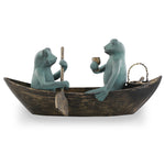 SPI Home Rowboat Picnic Garden Sculpture – 10" H Cast Aluminum Outdoor Accent with Playful Animal Design