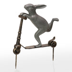 SPI Home Scooter Bunny Garden Sculpture – 15" H Whimsical Cast Aluminum Outdoor Accent in Bronze Finish