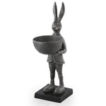 Rabbit Gardener with Bowl Tabletop Decor – Aluminum Finish – Garden Accent 15"H by SPI