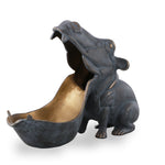 SPI Home Big Mouth Hippo Birdfeeder – Cast Aluminum Outdoor Sculpture Feeder, 11" Tall Garden Accent