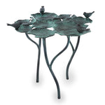 SPI Home Bird Quartet on Leaves Birdfeeder/Birdbath – Cast Aluminum Garden Sculpture, 22" Tall