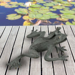 SPI Home Mama and Baby Garden Frogs – Cast Aluminum Outdoor Sculpture, Whimsical Nature Accent, 6.5" Tall