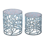SPI Home Coral Tables Set of 2 – Aluminum Coastal Accent Tables with Coral Design, 18" Height