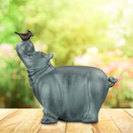 SPI Home Hippo and Friend Garden Sculpture – Whimsical Cast Aluminum Outdoor Decor, 18.5" H x 17" W x 10" D