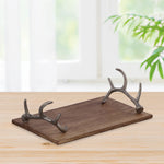 Antler Handle Tray – Mango Wood and Aluminum Rustic Serveware – 4.5"H by SPI