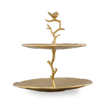 SPI Home Bird and Branch Serving Tray – 16" Round Cast Metal Tray with Nature Motif for Decorative or Functional Use