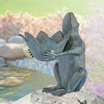 SPI Home Frog Royalty with Crown Birdfeeder – Cast Aluminum Garden Accent with Decorative Charm, 13" Height