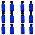 Cobalt Blue Boston Round Bottle 3.2"H Glass 1 oz Lab Storage Bottle with 20/400 Plastic Cap Pack of 12 By GSC International Inc.