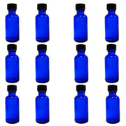 Cobalt Blue Glass Boston Round Bottles 1 oz Pack of 12