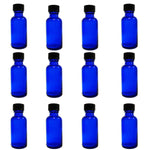 Cobalt Blue Boston Round Bottle 3.75"H Glass 4 oz Lab Storage Bottle with 22/400 Foam Lined Cap Pack of 12 By GSC International Inc.