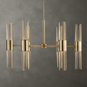 Uttermost 21391 Cret 12 Light Brass Chandelier with Built In LED Inspired by Art Deco Design