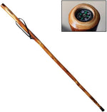 Manual Woodworkers and Weavers Take a Hike Walking Stick with Compass and Pouch – Brown Wooden Hiking Staff, 48" L x 9.05" W