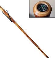 Brown Wooden Hiking Stick – Compass and Pouch Included, 48