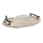 Stone And Twig Indoor-Outdoor Marble Tray – 26"W Organic Marble Tray with Branch Handles by Uttermost