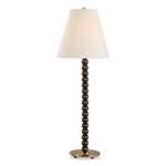 Uttermost Gallus Wood Spheres Table Lamp – Stacked Walnut-Finished Base with Brass Accents and White Linen Shade, 34” High