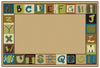 Carpets for Kids KIDSoft Alphabet Blocks Border Classroom Rug Nature Colors, Rectangle, Tan
