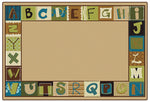 Carpets for Kids KIDSoft Alphabet Blocks Border Classroom Rug Nature Colors, Rectangle, Tan