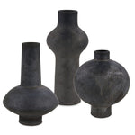 Charcoal Bloom Ceramic Vases (Set of 3) – 11"H Indoor-Outdoor Distressed Black Modern Accent Vases by Uttermost